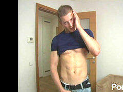 Gay hunk, draining, amateur