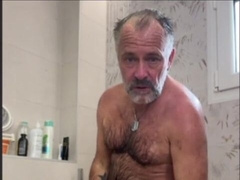 Dad douche time. Empting my sack for my men. Spunk shot and a supreme jerk.