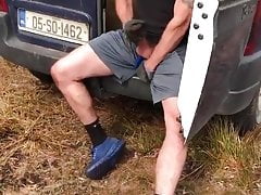 horny workman daddy cums in his van