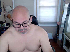 clean-shaved dad masturbates