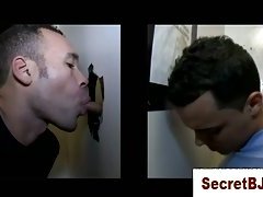 Straight guy getting a secret gay blowjob