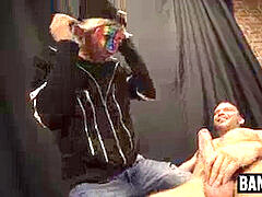 Lusty lad guests take turn throating one hard faux-cock