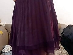 Satin Chiffon Dress Get Pissing and Cum Rag