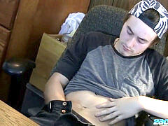 yummy looking Ty Evans solo jacking in the office