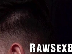 Twink bottom Ethan Tate bends over as hung and muscular Jordan Starr breeds him raw