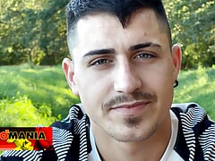 Young bulgarian straight boy Sergej jacking off twice - huge balls + uncut cock