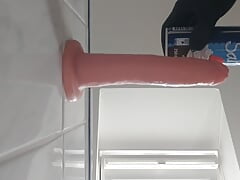 Dildo fucked in the ass with whipped cream.