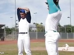 muscular young baseball player