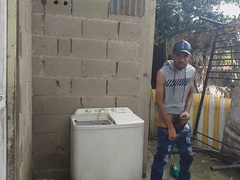 Addicted Vergon Guy Addicted To Jerk Off Masturbates In The Backyard