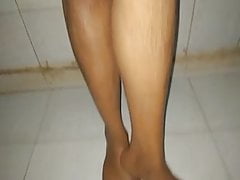 Indian boy with black underwear showing his cock in shower