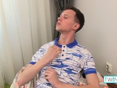Naughty stud sex toy Aaron pleasures himself with his stiff dick until he cums!