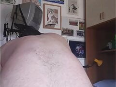 Big Cock Daddy Wanks and Cums on Desk while Handyman works