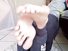 Showing my bare feet - soles face down