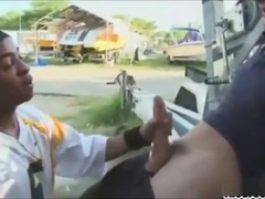 Thug fucked outside