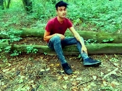 teen 18+ is pissing and cumming on his dirty used sneakers