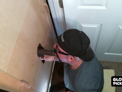 Fat dude loves sucking glory hole cocks more than anything