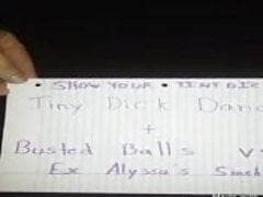 Sissy cuckold dances in panties and gets ballbusting