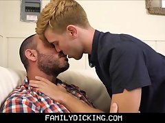 Young Horny Blonde Twink Step Son Fucks His Big Bear Step Dad On The Family Couch