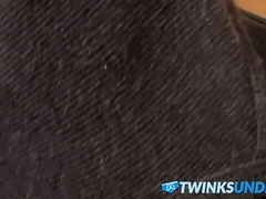 Lustful guy Chain in ebony underwear jerking off his big dick