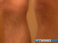 Lustful guy wanking his big dick under his sweet underwear