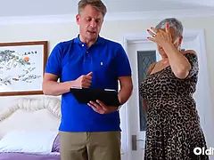 OldNanny - Mature Granny Seduces Young Realtor In Bedroom