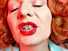 ASMR video - lipstick process - MILF with braces