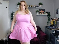 Amateur summer dress, curvy blonde, bbw