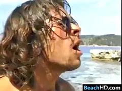 Strand, Blasen, Braunhaarige, Behaart, Vintage