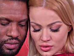 デカチン, ブロンド, フェラチオ, ダブル開発, 異人種間, キス, セルビア人, オッパイの