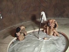 Sexy twinks enjoying a hot hardcore sex action near the pool