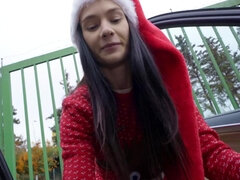 Santa helper Matty Mila Perez public blowjob and big dick pov