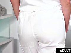 ADULT TIME - Lesbian Octavia Red Oiled Up Nuru Massage With Big Dick Client Has Her CRAVING COCK!