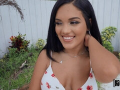 Stealing His Girlfriend - Alina Belle gives POV handjob and fucks in doggystyle outdoors