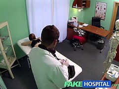 Petite emo chick with a tight pussy makes doctor blow like a pro in fake hospital exam