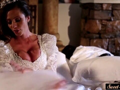 Adriana Chechik & Ariella Ferrera in a wedding dress get pounded hard