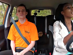 Ebony public driving student got fucked in the backseat