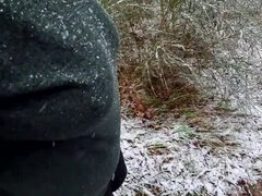 Bouncy Tits Slapped & Punished During Snow Hiking - Public Nudity & Outdoor BDSM