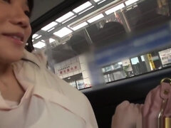 Shibuya Kaho removes undies on the bag seat