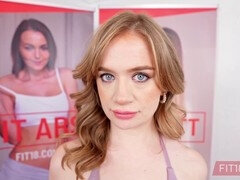 Curvy blue-eyed amateur Elsa Violet's POV casting and internal cumshot