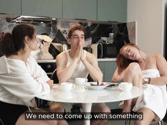 デカチン, フェラチオ, イく瞬間, 眼鏡, キッチン, オーガズム, ロシア人, ティーン