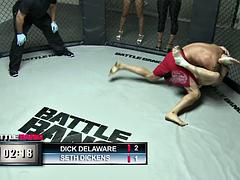 Sexy bitch and muscular dude are having a great time in the ring