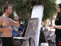 Beauté, Gros seins, Sucer une bite, Plantureuse, Femme couguar, Éjaculation interne, Naturelle, Jarretelles