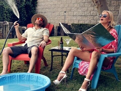 Rubia, Vestido, Pajear, Tacones, Al aire libre, Piscina, Coño, Tetas