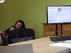 Loan4k. unemployed dark haired babe has no choice so why takes off