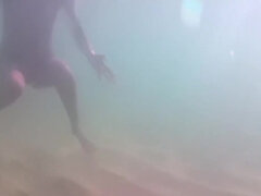 素人, 女, 裸, 公共, 一人, ストリップ, 水中, のぞき