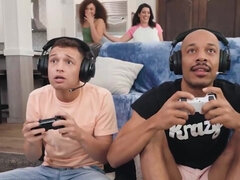 Bald black man joins Willow Ryder & Sarah Arabic for sex