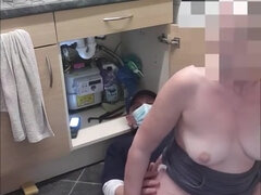 Mature Cheating Wife With Plumber. Footplay, Bj, Rides His Cock And Fucked From Behind