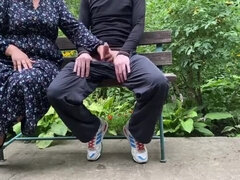 Horny MILF Mom Gets Naughty Outdoor Handjob From Son-In-Law - Big Ass BBW Cums Hard