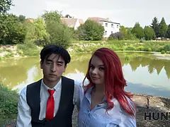 美人, デカパイ, 浮気する, 彼女, Hd, アウトドア, 赤毛, 叫ぶ