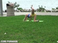 Watch blonde yoga babe get picked up at the park & pounded hard